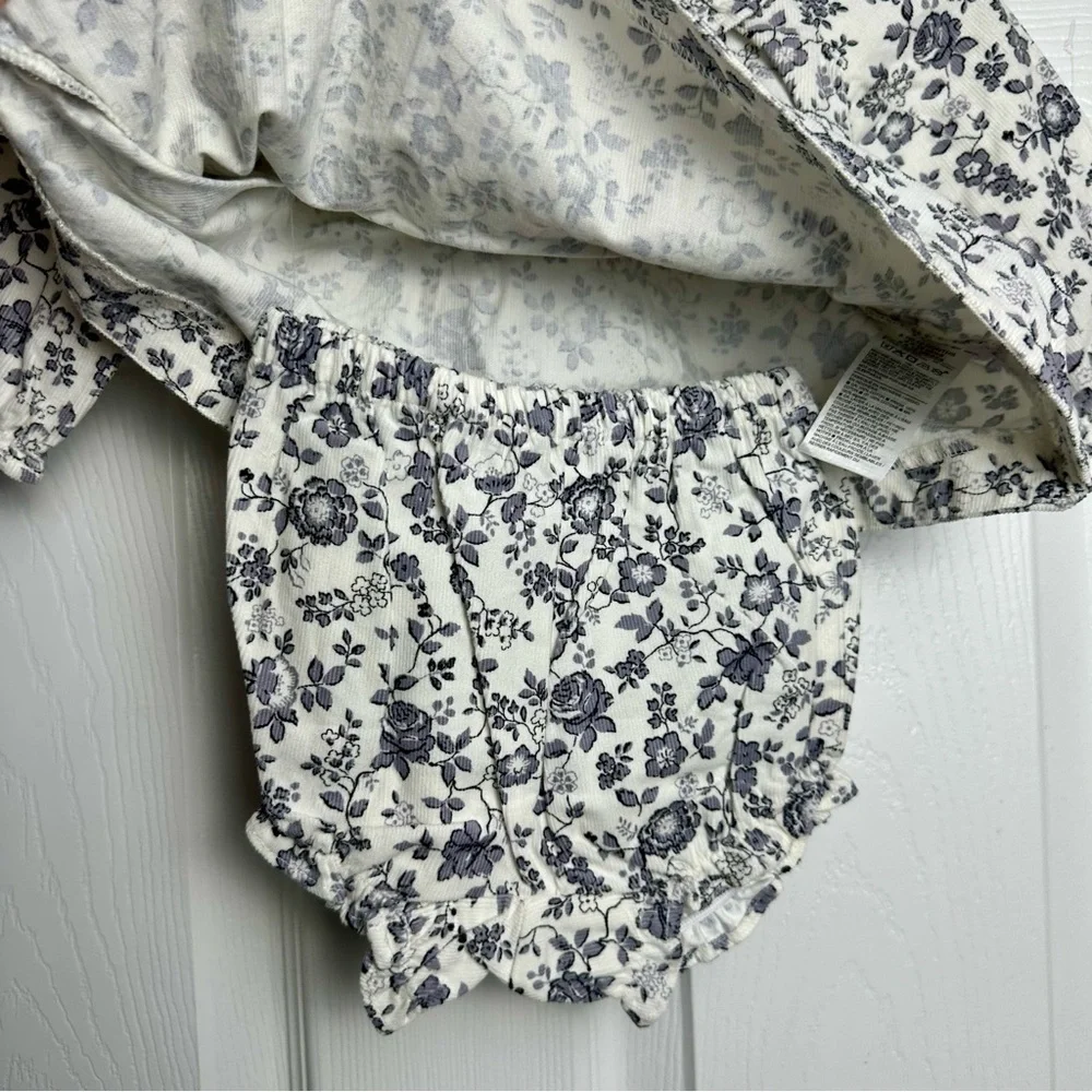 NWT Janie and Jack Floral Corduroy Matching Baby Set 6–12M